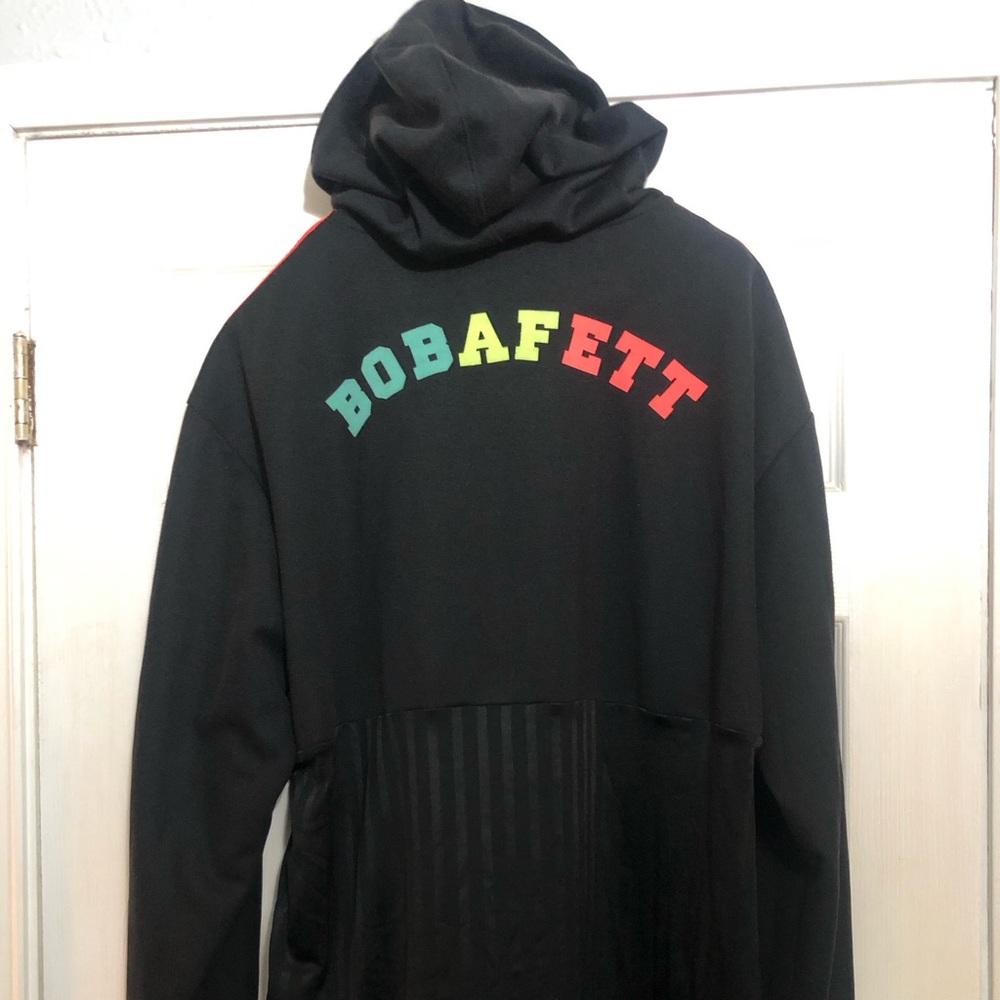 Adidas Boba Fett Star Wars Black Zip up Hoodie with Neon Accents - Picture 2 of 10